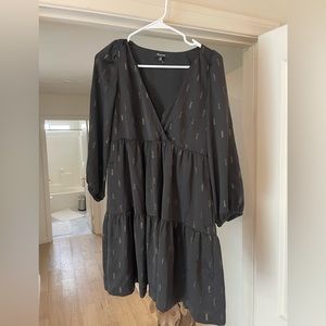 Long-Sleeve Black & Gold Dress